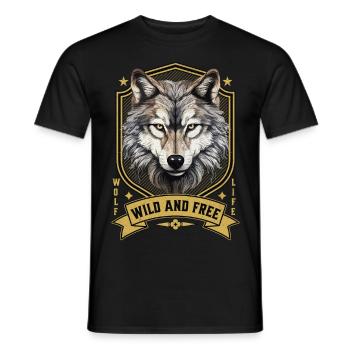 Wolf Wolf’s Head Nature Wilderness Adventure Art forestier - T-shirt homme - noir - Devant - AI Model Male 178 light (178cm)