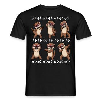 Tanzender Otter Mit Sonnenbrille - Männer T-Shirt - Schwarz - Vorne - AI Model Male 178 light (178cm)