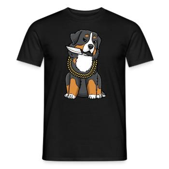 Berner Sennenhund Hund Bouvier Bernois Mit Messer - Männer T-Shirt - Schwarz - Vorne - AI Model Male 178 light (178cm)