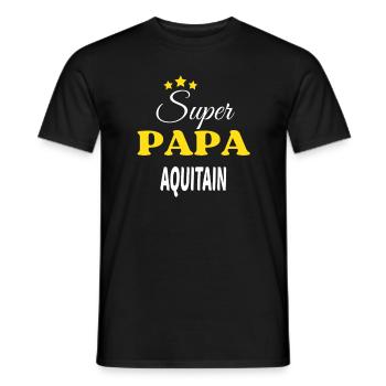 Super Papa AQUITAIN ANNIVERSAIRE - T-shirt homme - noir - Devant - AI Model Male 178 light (178cm)
