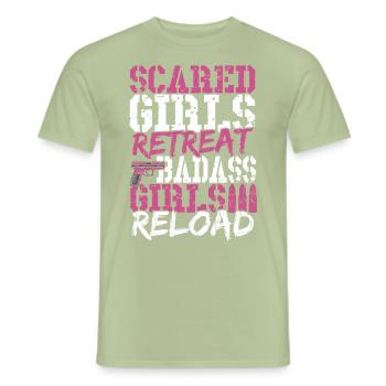 Scared Girls Retreat Badass Girls Reload 2nd - Men's T-Shirt - sage - Front - AI Model Male 178 light (178cm)