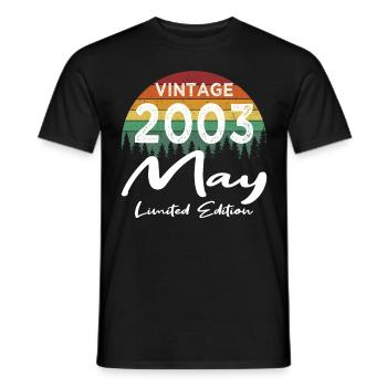 20th Birthday Vintage May 2003 Vintage 2003 - Men's T-Shirt - black - Front - AI Model Male 178 light (178cm)