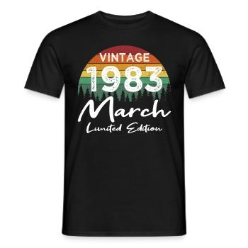40th Birthday Vintage March 1983 Vintage 1983 - Men's T-Shirt - black - Front - AI Model Male 178 light (178cm)