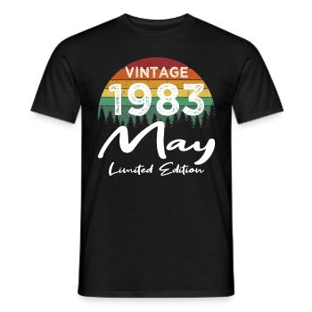 40th Birthday Vintage May 1983 Vintage 1983 - Men's T-Shirt - black - Front - AI Model Male 178 light (178cm)