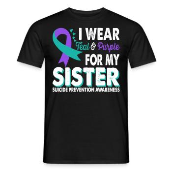 Portez du sarcelle et du violet pour être conscient de la - T-shirt homme - noir - Devant - AI Model Male 178 light (178cm)