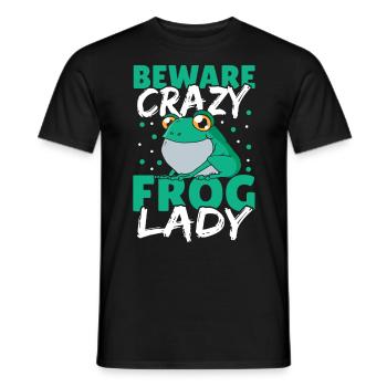 Beware Crazy Frog Lady Frog Lover - Men's T-Shirt - black - Front - AI Model Male 178 light (178cm)
