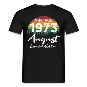 50th Birthday Vintage August 1973 Vintage 1973 - Men's T-Shirt - black - Front - AI Model Male 178 light (178cm)