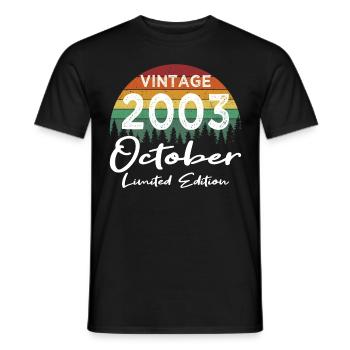 20th Birthday Vintage October 2003 Vintage 2003 - Men's T-Shirt - black - Front - AI Model Male 178 light (178cm)