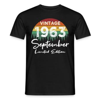 60th Birthday Vintage September 1963 Vintage - Men's T-Shirt - black - Front - AI Model Male 178 light (178cm)