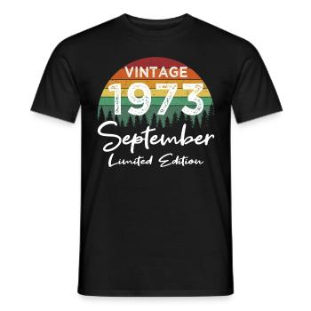 50th Birthday Vintage September 1973 Vintage - Men's T-Shirt - black - Front - AI Model Male 178 light (178cm)