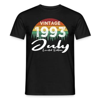 30th Birthday Vintage July 1993 Vintage 1993 - Men's T-Shirt - black - Front - AI Model Male 178 light (178cm)