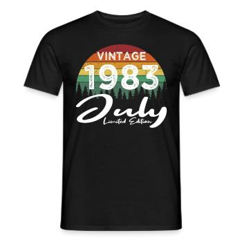 40th Birthday Vintage July 1983 Vintage 1983 - Men's T-Shirt - black - Front - AI Model Male 178 light (178cm)