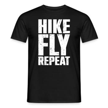 Hike Fly Repeat Mountaineering Paragliding - Men's T-Shirt - black - Front - AI Model Male 178 light (178cm)