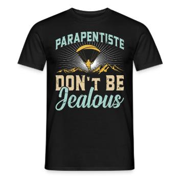 Paraglider Parapentiste Don ́t be Jealous - Men's T-Shirt - black - Front - AI Model Male 178 light (178cm)