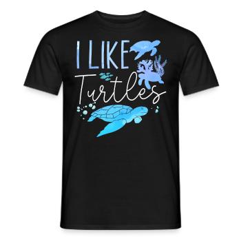 Sea Turtle Tortoise I Like Turtles - Men's T-Shirt - black - Front - AI Model Male 178 light (178cm)
