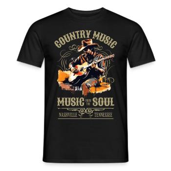 Musique Country Guitare Guitariste Chanteur Vintage - T-shirt homme - noir - Devant - AI Model Male 178 light (178cm)