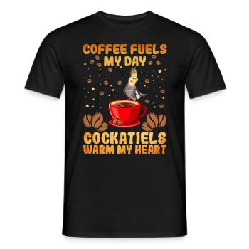 Le café alimente ma journée Les cockatiels réchauffent mon cœur Vogel - T-shirt homme - noir - Devant - AI Model Male 178 light (178cm)