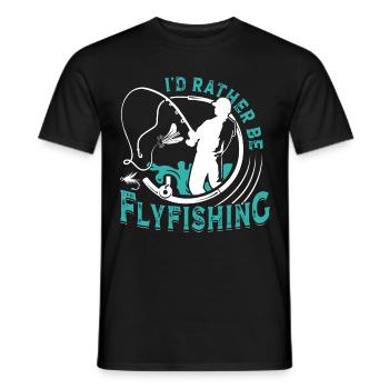 Fly Fishing I ́d rather be Flyfishing Fishing - Men's T-Shirt - black - Front - AI Model Male 178 light (178cm)
