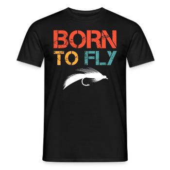 Fly Fishing Born to Fly Fly Angler Fish Hunting - Men's T-Shirt - black - Front - AI Model Male 178 light (178cm)