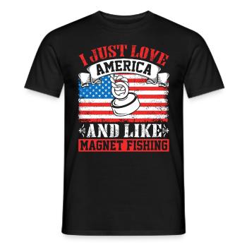 I love America and like Magnet Fishing - Männer T-Shirt - Schwarz - Vorne - AI Model Male 178 light (178cm)