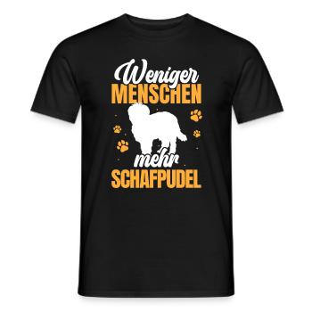Weniger Menschen mehr Schafpudel Hütepudel - Männer T-Shirt - Schwarz - Vorne - AI Model Male 178 light (178cm)