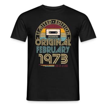 50th Birthday Year February 1973 Original 1973 - Men's T-Shirt - black - Front - AI Model Male 178 light (178cm)
