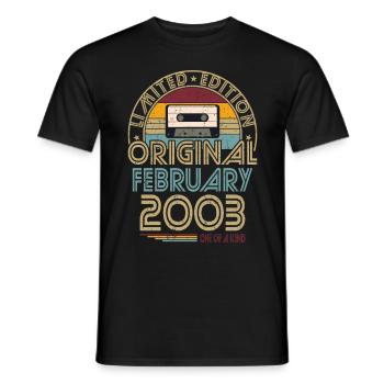 20th Birthday Year February 2003 Original 2003 - Men's T-Shirt - black - Front - AI Model Male 178 light (178cm)