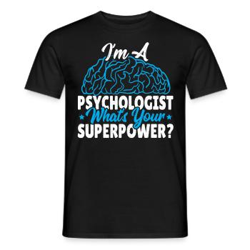 Je suis psychologue Quel est votre superpouvoir? - T-shirt homme - noir - Devant - AI Model Male 178 light (178cm)