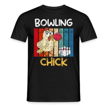 Bowling Huhn Bowlingspieler Frauen Bowlingbahn - Männer T-Shirt - Schwarz - Vorne - AI Model Male 178 light (178cm)