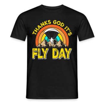 Paragliding Thanks God it's Fly Day Mountaineering - Men's T-Shirt - black - Front - AI Model Male 178 light (178cm)