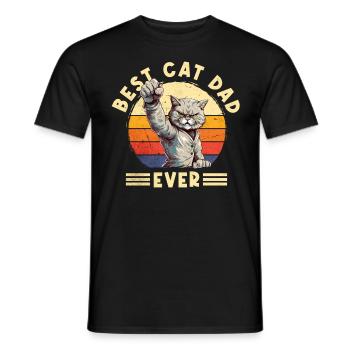 Cat Best Cat Dad Ever Cat Daddy Drôle de dicton - T-shirt homme - noir - Devant - AI Model Male 178 light (178cm)