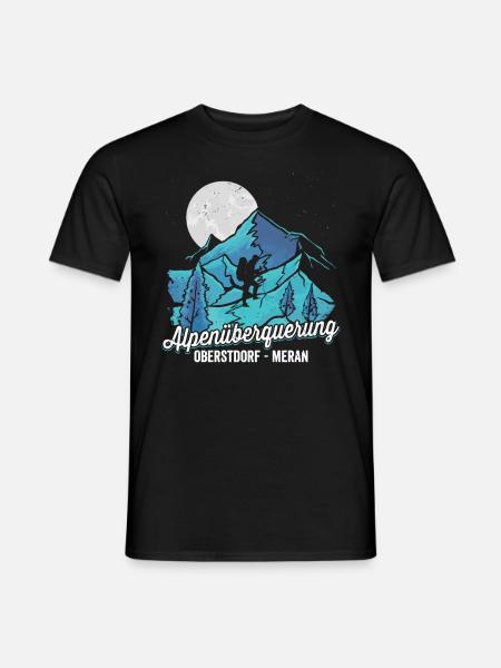 Alpenüberquerung Oberstdorf Meran Pilgerweg - Männer T-Shirt - Schwarz