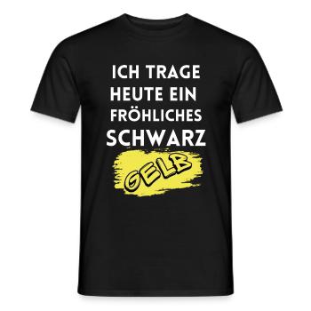 I'm wearing a cheerful black and yellow Dortmund - Men's T-Shirt - black - Front - AI Model Male 178 light (178cm)