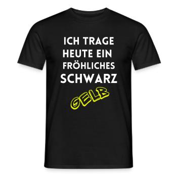 I'm wearing a cheerful black and yellow Dortmund - Men's T-Shirt - black - Front - AI Model Male 178 light (178cm)