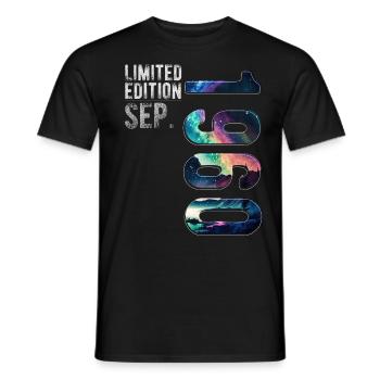 Year 1970 September Birthday Northern Lights - Men's T-Shirt - black - Front - AI Model Male 178 light (178cm)