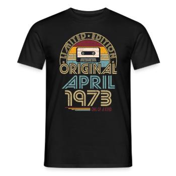 50th Birthday Year April 1973 Original 1973 - Men's T-Shirt - black - Front - AI Model Male 178 light (178cm)