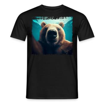Selfie d’ours dans le royaume sous-marin - T-shirt homme - noir - Devant - AI Model Male 178 light (178cm)