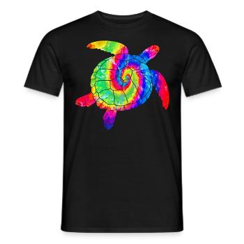 Tortue de mer Tie Dye - T-shirt homme - noir - Devant - AI Model Male 178 light (178cm)