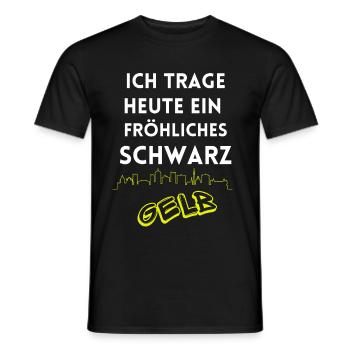 I'm wearing a cheerful black and yellow Dortmund - Men's T-Shirt - black - Front - AI Model Male 178 light (178cm)