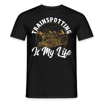 Trainspotting Is My Life Trainspotter Train - Men's T-Shirt - black - Front - AI Model Male 178 light (178cm)