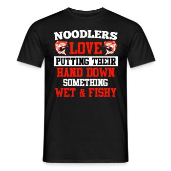 Noodler Love putting their Hand Wels Angeln - Männer T-Shirt - Schwarz - Vorne - AI Model Male 178 light (178cm)