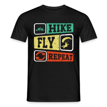 Hike Fly Repeat Mountaineering Paragliding - Men's T-Shirt - black - Front - AI Model Male 178 light (178cm)