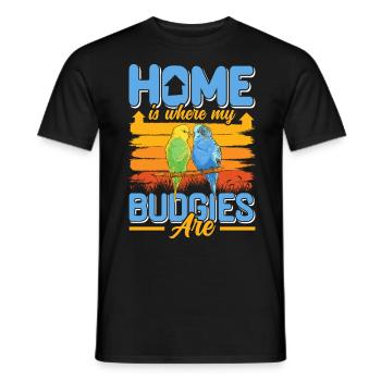 La maison est l’endroit où mes perruches sont perruches - T-shirt homme - noir - Devant - AI Model Male 178 light (178cm)