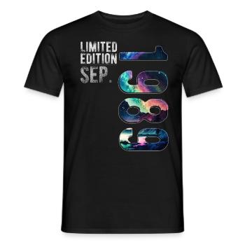 Year 1989 September Birthday Northern Lights - Men's T-Shirt - black - Front - AI Model Male 178 light (178cm)