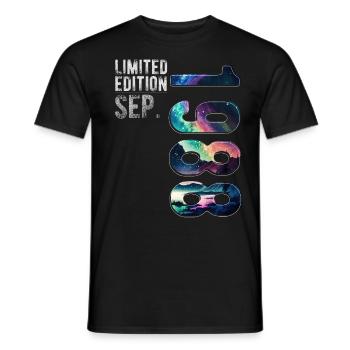 Year 1988 September Birthday Northern Lights - Men's T-Shirt - black - Front - AI Model Male 178 light (178cm)