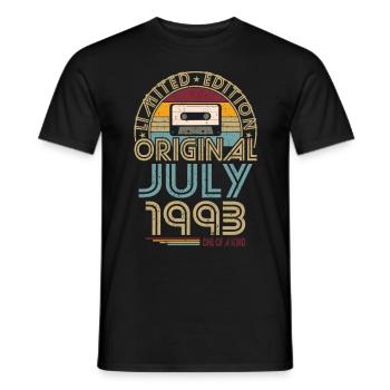 30th Birthday Year July 1993 Original 1993 - Men's T-Shirt - black - Front - AI Model Male 178 light (178cm)