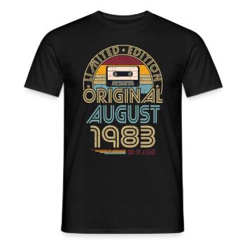 40th Birthday Year August 1983 Original 1983 - Men's T-Shirt - black - Front - AI Model Male 178 light (178cm)