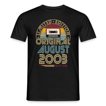 20th Birthday Year August 2003 Original 2003 - Men's T-Shirt - black - Front - AI Model Male 178 light (178cm)