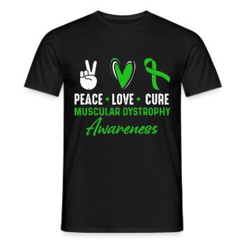 Paix, Amour, Guérison, Dystrophie musculaire, Conscience - T-shirt homme - noir - Devant - AI Model Male 178 light (178cm)