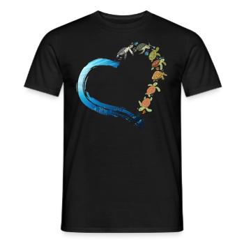 Sea Turtle Tortoise Heart - Men's T-Shirt - black - Front - AI Model Male 178 light (178cm)